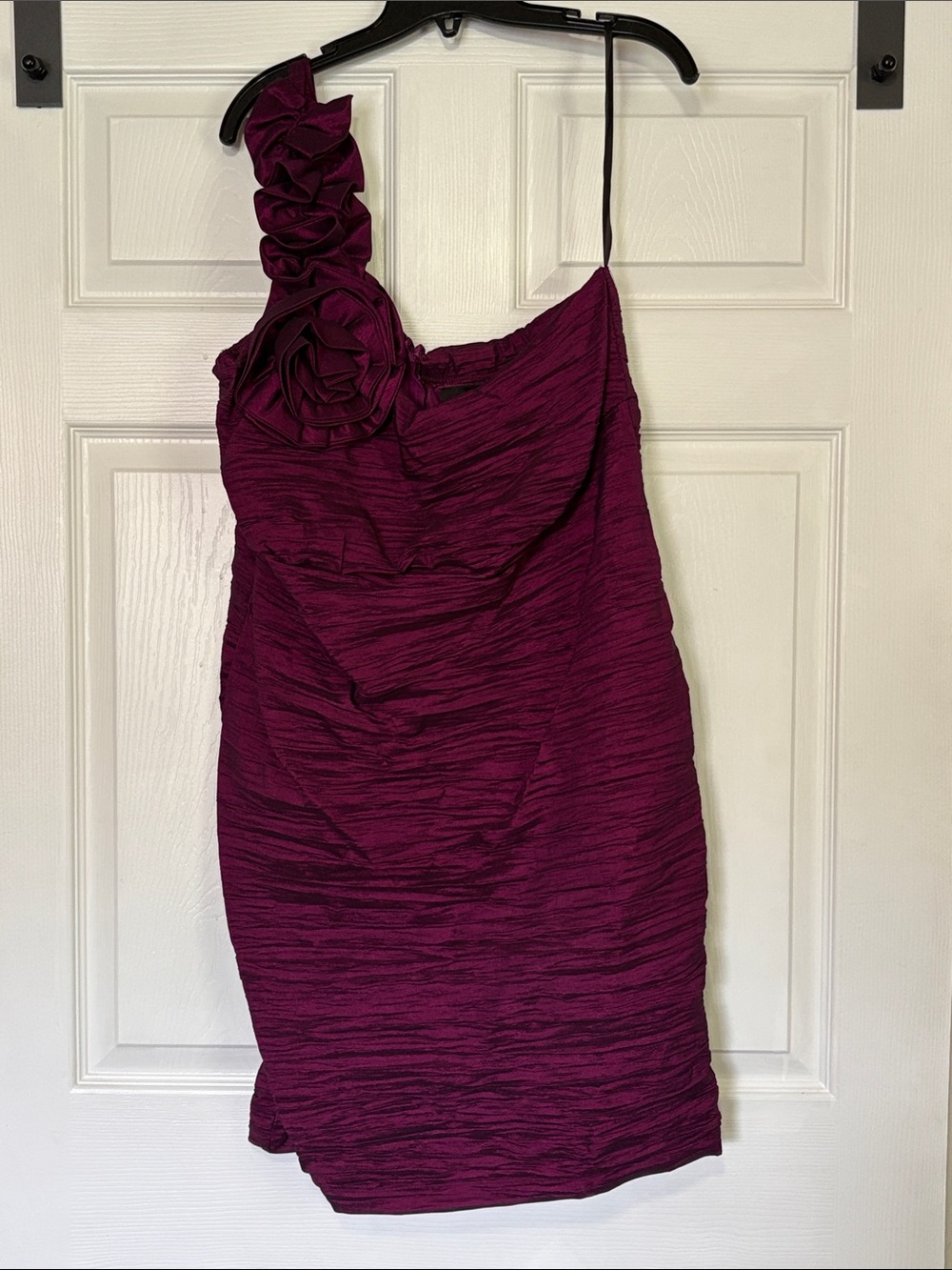 torrid One-Shoulder Rosette Cocktail Dress in Deep Plum